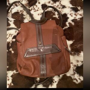 Genuine leather backpack purse